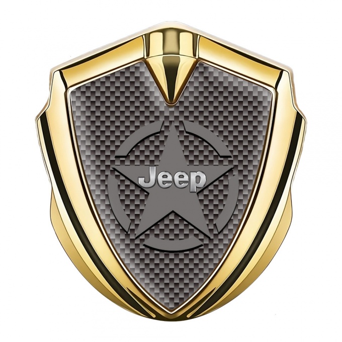 Jeep Emblem Trunk Badge Gold Grey Carbon Star Logo Design