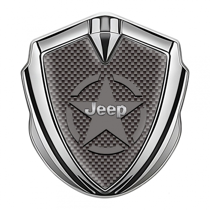 Jeep Emblem Trunk Badge Silver Grey Carbon Star Logo Design