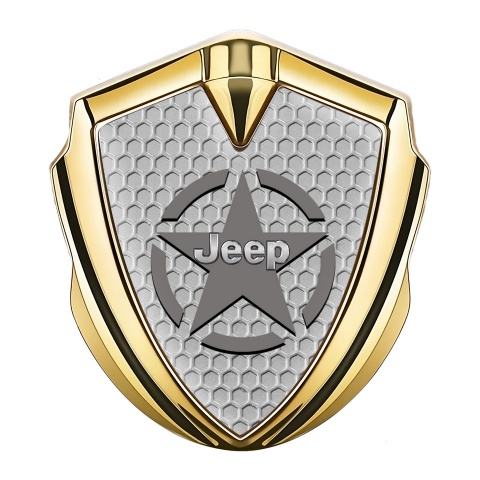 Jeep Emblem Self Adhesive Gold Honeycomb Grey Star Edition