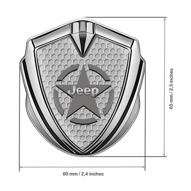 Jeep Emblem Self Adhesive Silver Honeycomb Grey Star Edition