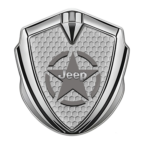 Jeep Emblem Self Adhesive Silver Honeycomb Grey Star Edition