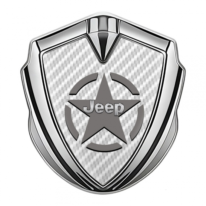 Jeep Metal Emblem Badge Silver White Carbon Grey Star Edition