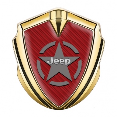 Jeep Domed Emblem Badge Gold Red Carbon Grey Star Edition