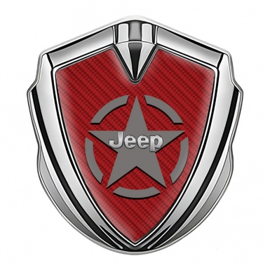 Jeep Domed Emblem Badge Silver Red Carbon Grey Star Edition