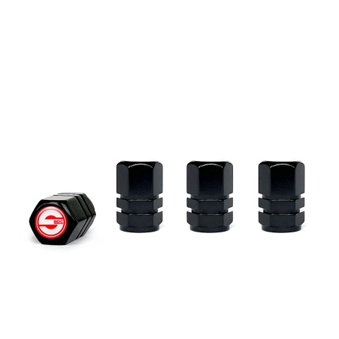 Sparco Valve Steam Caps Black 4 pcs Red Silicone Sticker