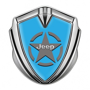 Jeep Bodyside Domed Emblem Silver Sky Blue Grey Star Edition