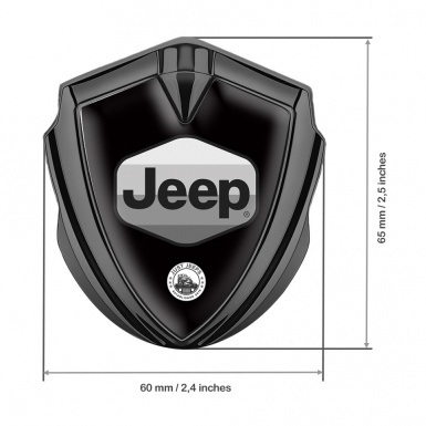 Jeep Emblem Metal Badge Graphite Black Base Greyscale Logo Design