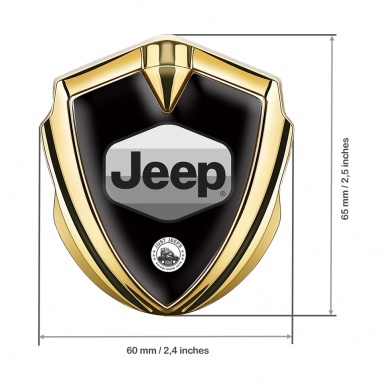 Jeep Emblem Metal Badge Gold Black Base Greyscale Logo Design