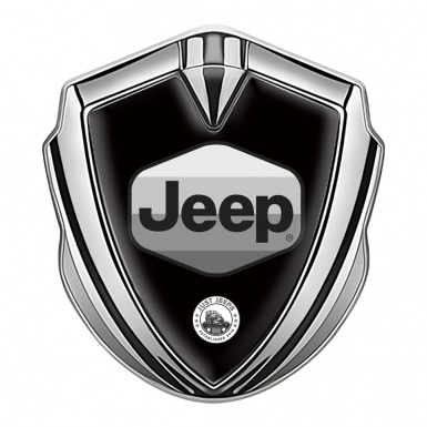 Jeep Emblem Metal Badge Silver Black Base Greyscale Logo Design