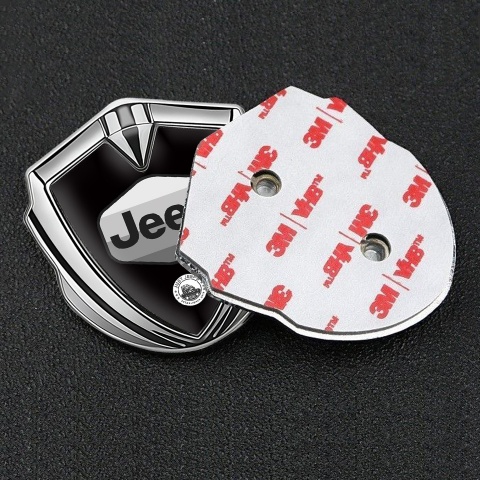 Jeep Emblem Metal Badge Silver Black Base Greyscale Logo Design