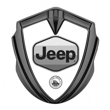 Jeep 3d Emblem Badge Graphite White Base Greyscale Logo Design