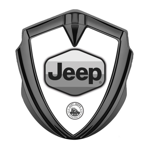 Jeep 3d Emblem Badge Graphite White Base Greyscale Logo Design