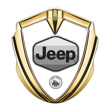 Jeep 3d Emblem Badge Gold White Base Greyscale Logo Design