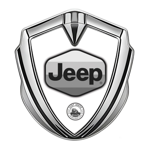 Jeep 3d Emblem Badge Silver White Base Greyscale Logo Design