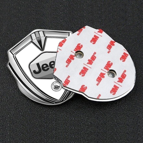 Jeep 3d Emblem Badge Silver White Base Greyscale Logo Design