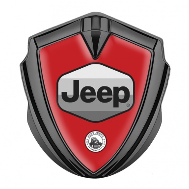 Jeep Silicon Emblem Badge Graphite Red Base Greyscale Logo Design