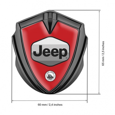 Jeep Silicon Emblem Badge Graphite Red Base Greyscale Logo Design