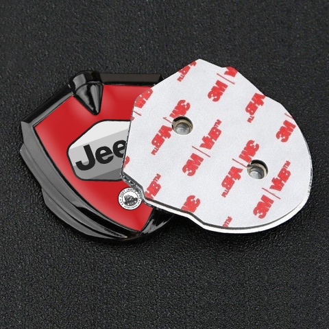 Jeep Silicon Emblem Badge Graphite Red Base Greyscale Logo Design