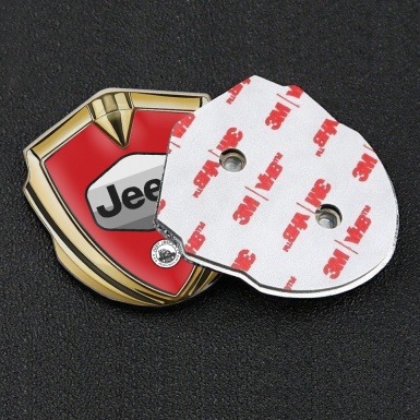 Jeep Silicon Emblem Badge Gold Red Base Greyscale Logo Design