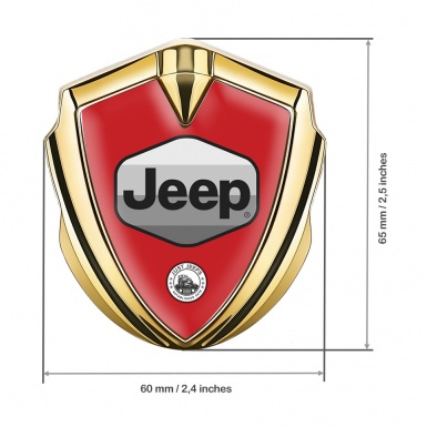 Jeep Silicon Emblem Badge Gold Red Base Greyscale Logo Design