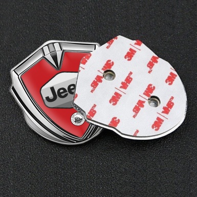 Jeep Silicon Emblem Badge Silver Red Base Greyscale Logo Design