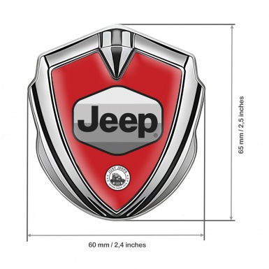 Jeep Silicon Emblem Badge Silver Red Base Greyscale Logo Design