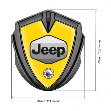 Jeep Emblem Car Badge Graphite Yellow Base Greyscale Logo Design