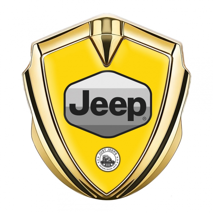 Jeep Emblem Car Badge Gold Yellow Base Greyscale Logo Design