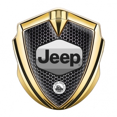 Jeep Emblem Silicon Badge Gold Dark Mesh Greyscale Logo Design