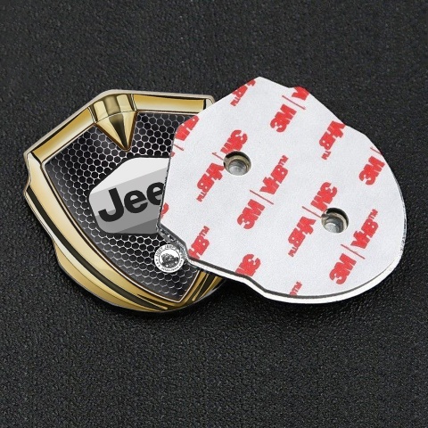 Jeep Emblem Silicon Badge Gold Dark Mesh Greyscale Logo Design