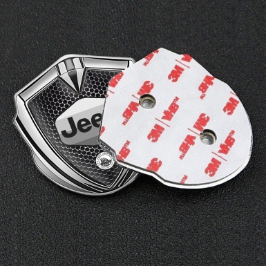 Jeep Emblem Silicon Badge Silver Dark Mesh Greyscale Logo Design