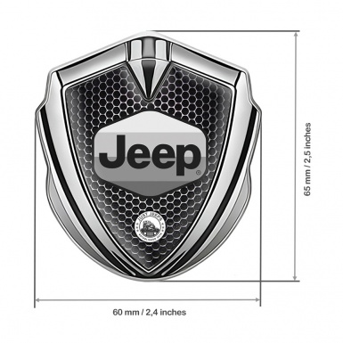 Jeep Emblem Silicon Badge Silver Dark Mesh Greyscale Logo Design