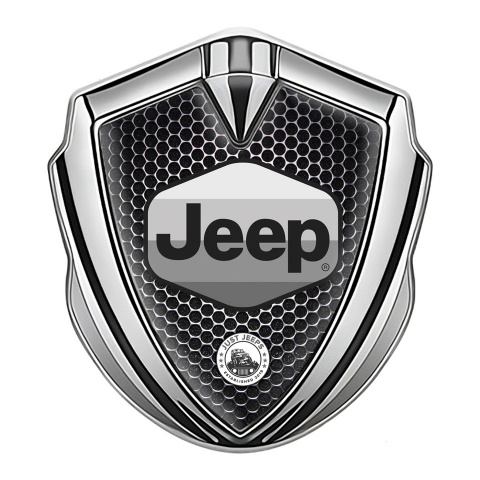 Jeep Emblem Silicon Badge Silver Dark Mesh Greyscale Logo Design