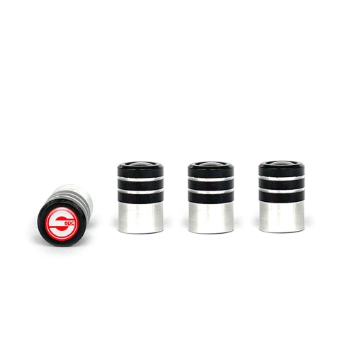 Sparco Valve Caps Tire Black - Aluminum 4 pcs Red Silicone Sticker