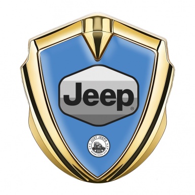 Jeep Emblem Silicon Badge Gold Glacial Blue Greyscale Logo Design