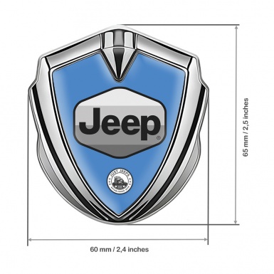 Jeep Emblem Silicon Badge Silver Glacial Blue Greyscale Logo Design