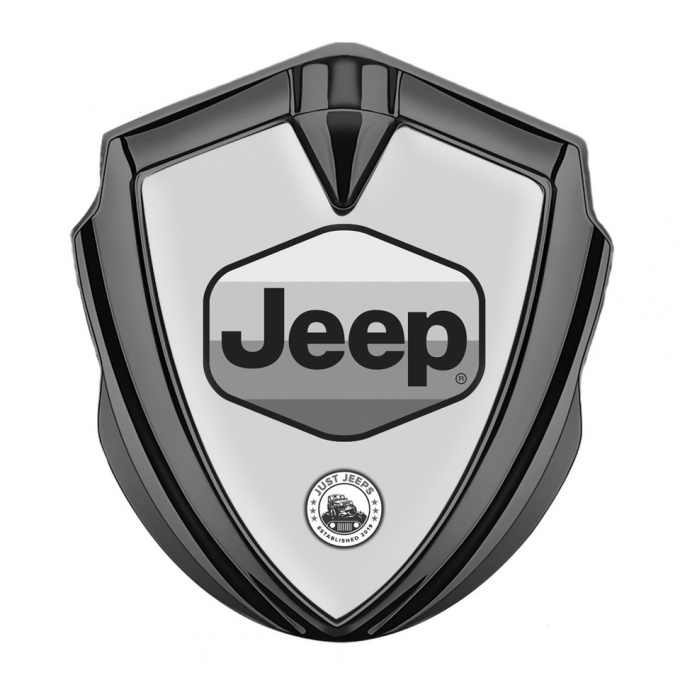 Jeep Metal Domed Emblem Graphite Light Base Greyscale Logo Edition