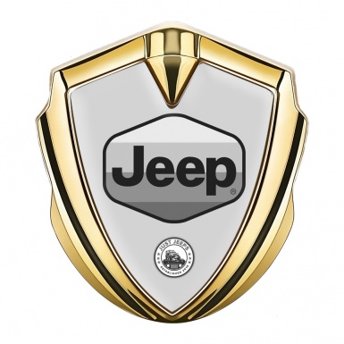 Jeep Metal Domed Emblem Gold Light Base Greyscale Logo Edition