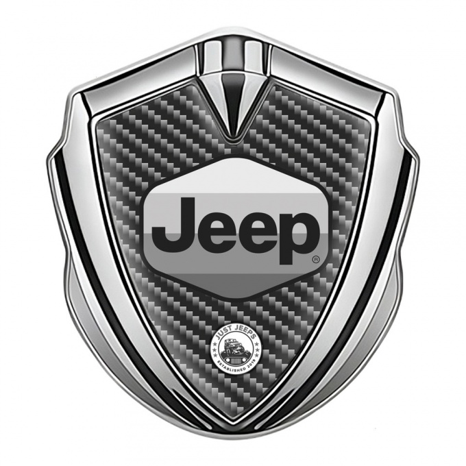 Jeep Badge Self Adhesive Silver Dark Carbon Greyscale Logo Design