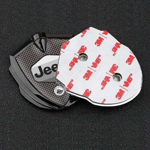 Jeep Emblem Badge Self Adhesive Graphite Grey Carbon Greyscale Logo