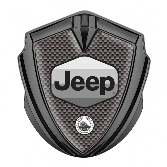 Jeep Emblem Badge Self Adhesive Graphite Grey Carbon Greyscale Logo