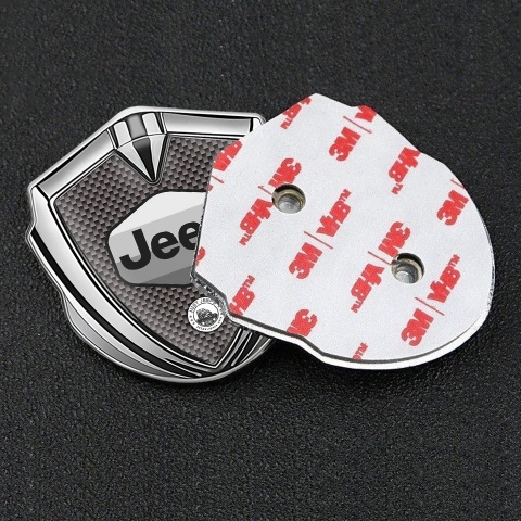 Jeep Emblem Badge Self Adhesive Silver Grey Carbon Greyscale Logo