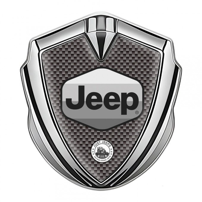 Jeep Emblem Badge Self Adhesive Silver Grey Carbon Greyscale Logo