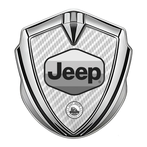 Jeep Emblem Fender Badge Silver White Carbon Greyscale Logo