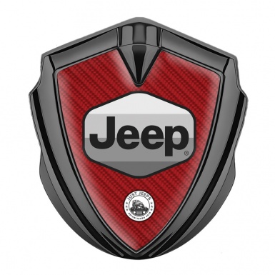 Jeep Metal Emblem Self Adhesive Graphite Red Carbon Greyscale Logo