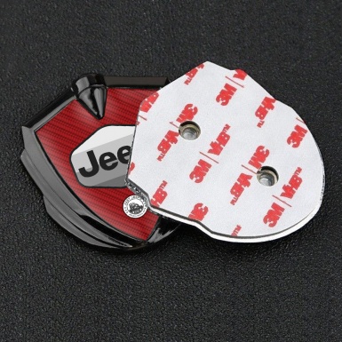 Jeep Metal Emblem Self Adhesive Graphite Red Carbon Greyscale Logo