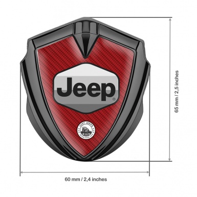 Jeep Metal Emblem Self Adhesive Graphite Red Carbon Greyscale Logo