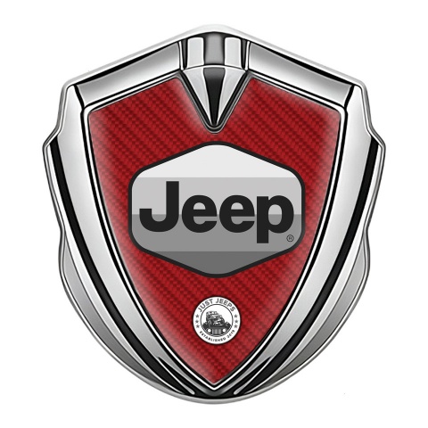 Jeep Metal Emblem Self Adhesive Silver Red Carbon Greyscale Logo