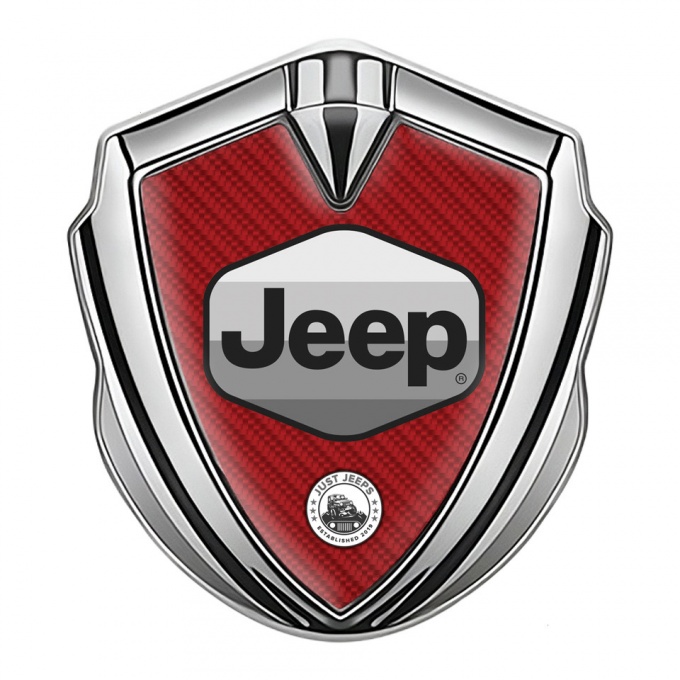 Jeep Metal Emblem Self Adhesive Silver Red Carbon Greyscale Logo