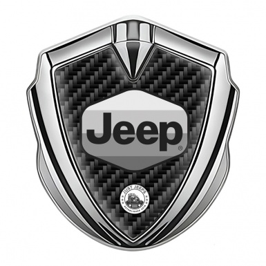 Jeep Fender Emblem Badge Silver Black Carbon Greyscale Logo